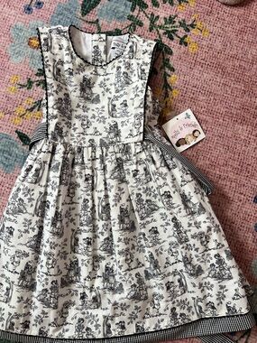 Girls' Cream and Black Storybook Print Dress